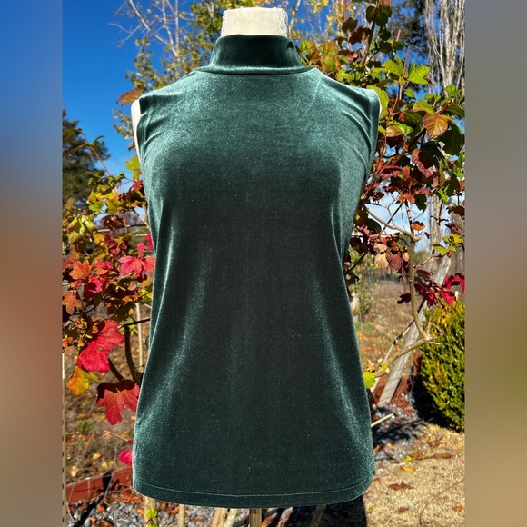 JCREW NEW! Mockneck StretchVelvet Sleeveless Top Perfect Holidays! SzL Jewel Grn - Picture 2 of 6